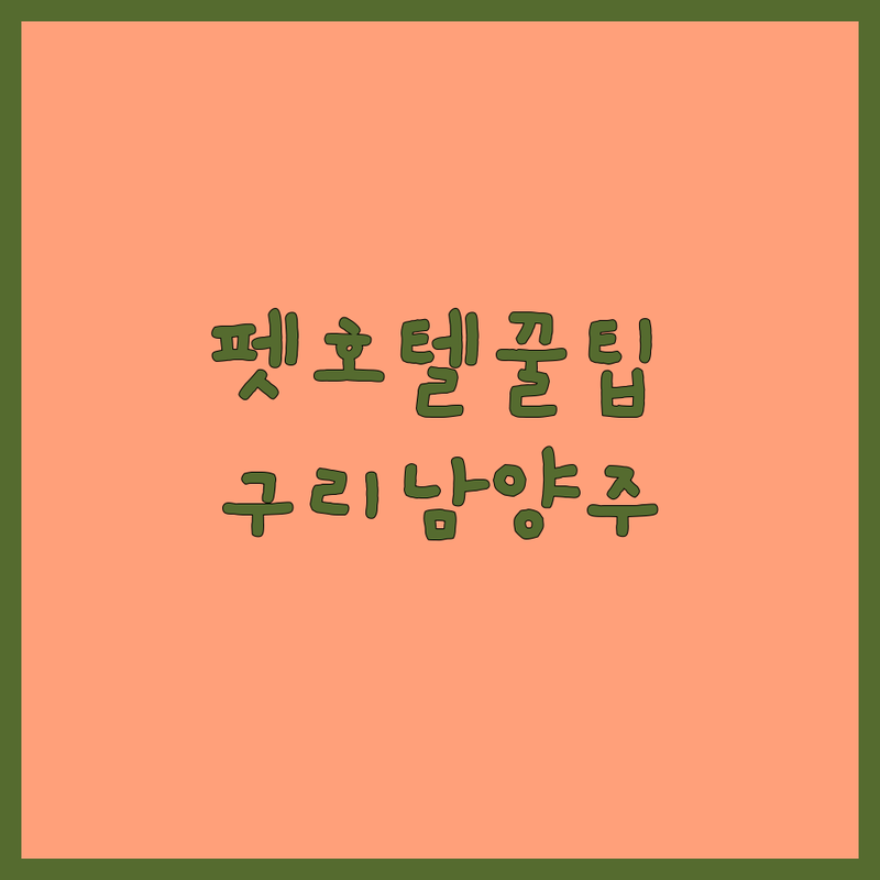반려동물호텔 걱정 없는 구리, 남양주 가이드 | 우리 아이 위한 최적의 선택법