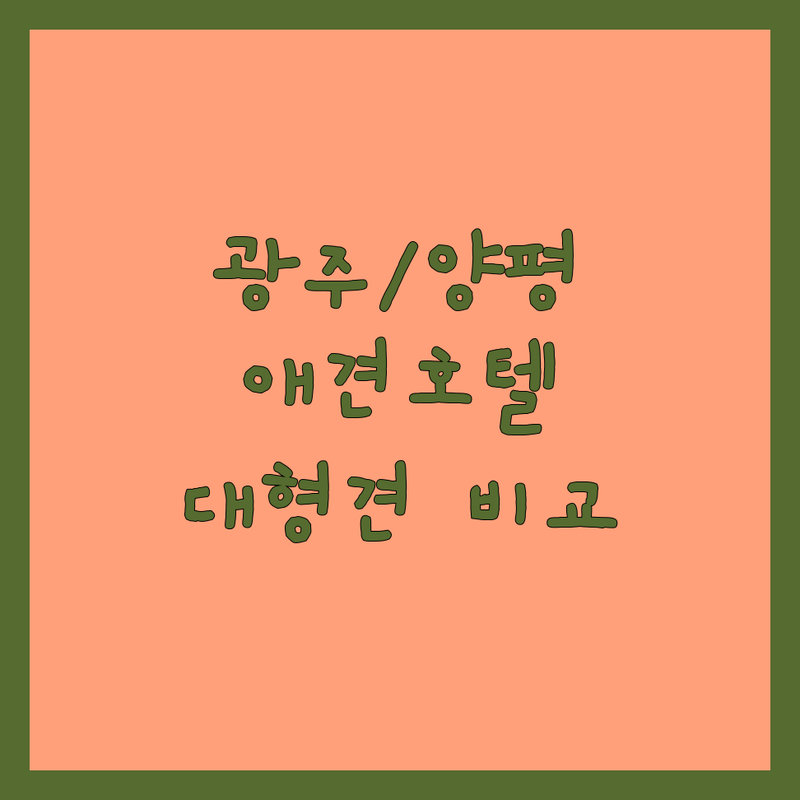 경기 광주, 양평 애견호텔 대형견 한눈에 비교 | 2025년 최신 정보 총정리